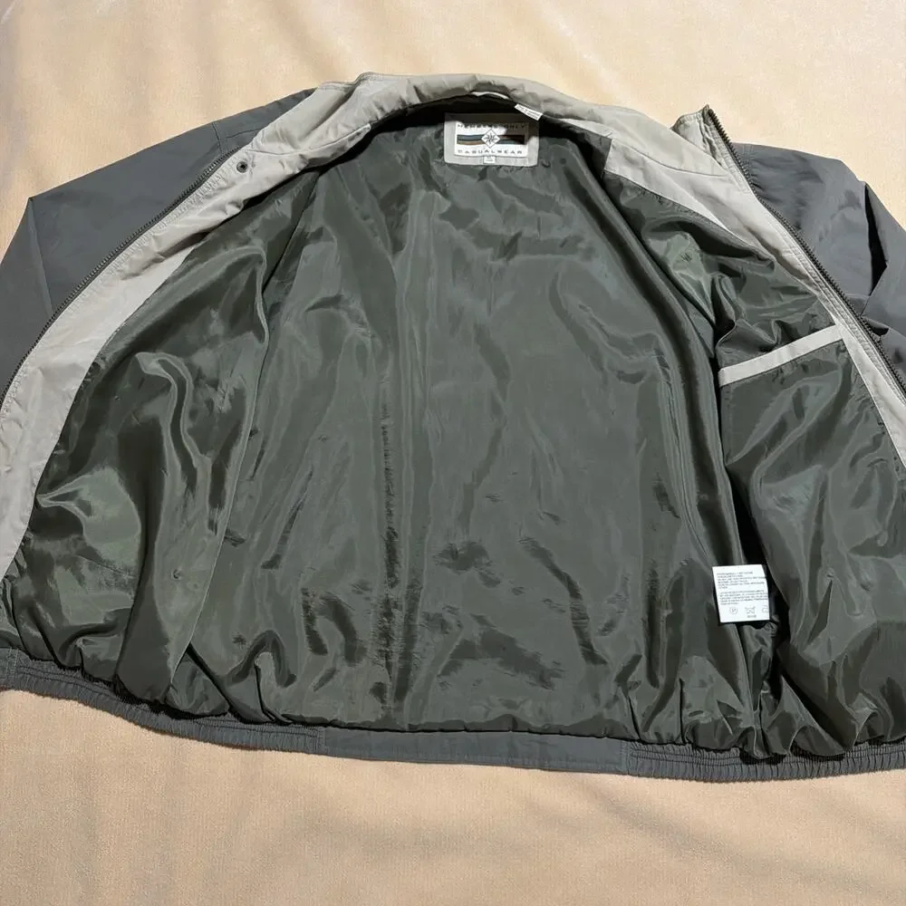 VTG Members Only Microfiber Men's XL Long Jacket Full Zip Elastic Cuffs Green